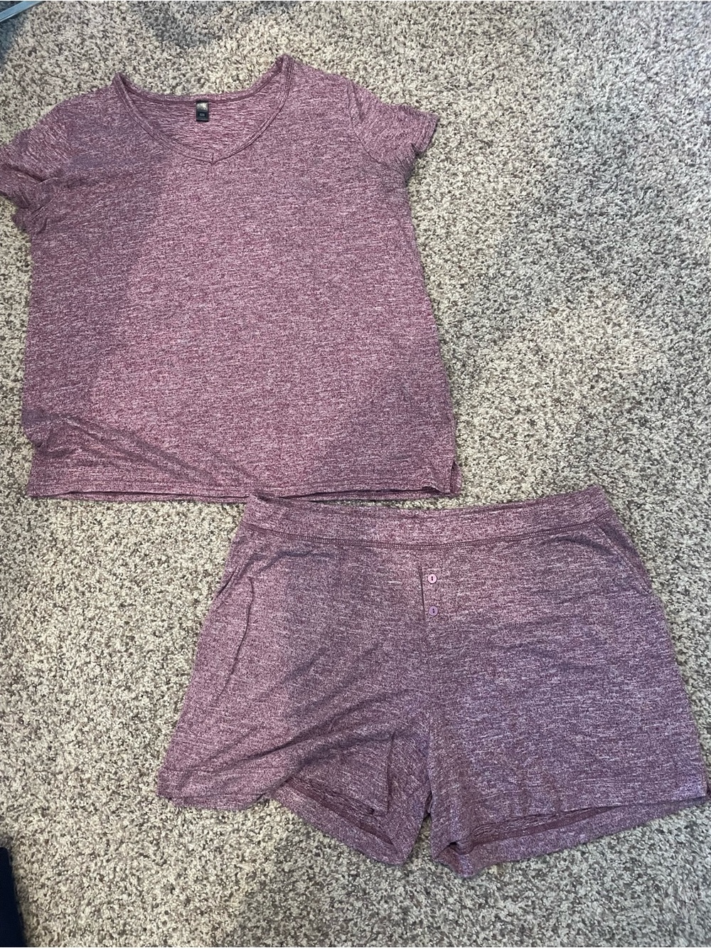 Short Sleeve Heathered Purple Pajama Set - Soft Women's Sleepwear